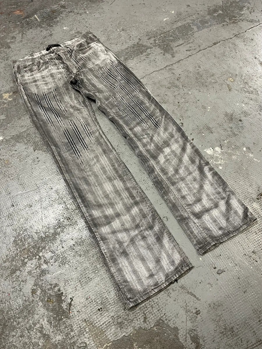 AW2003 Versace Raw Velvet Distressed Grey Pants WqofvDa 4