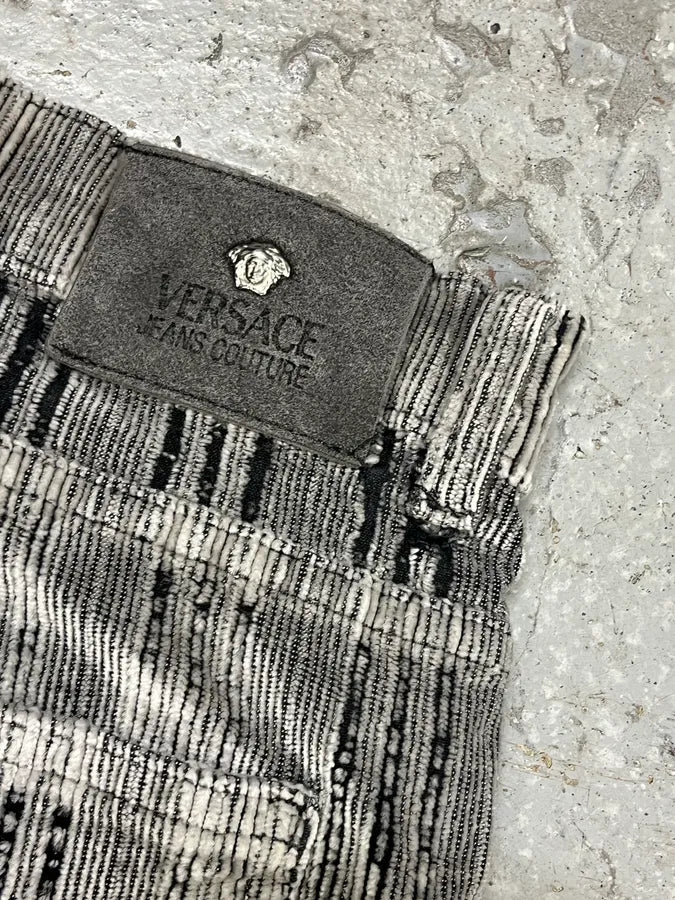 AW2003 Versace Raw Velvet Distressed Grey Pants WqofvDa 8