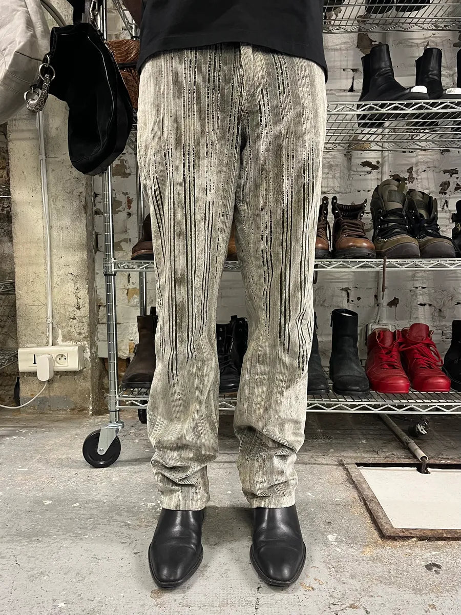 AW2003 Versace Velvet Ribbed Grey Pants LNDyxWF 1