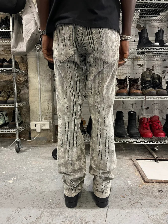 AW2003 Versace Velvet Ribbed Grey Pants LNDyxWF 3