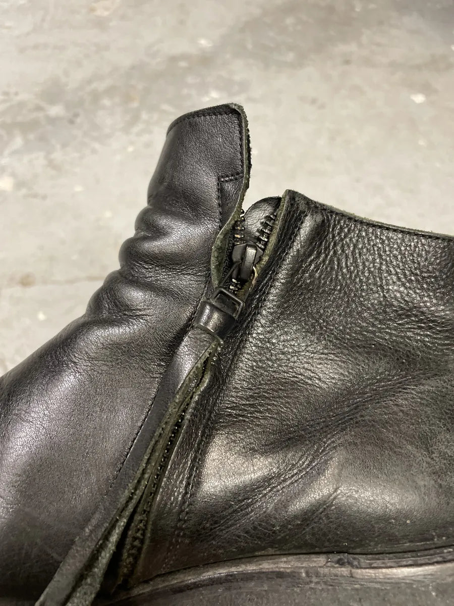 AW2003 Yohji Yamamoto Embossed Woven Black Leather Boots (44eu/us10) VtcrOWo 8