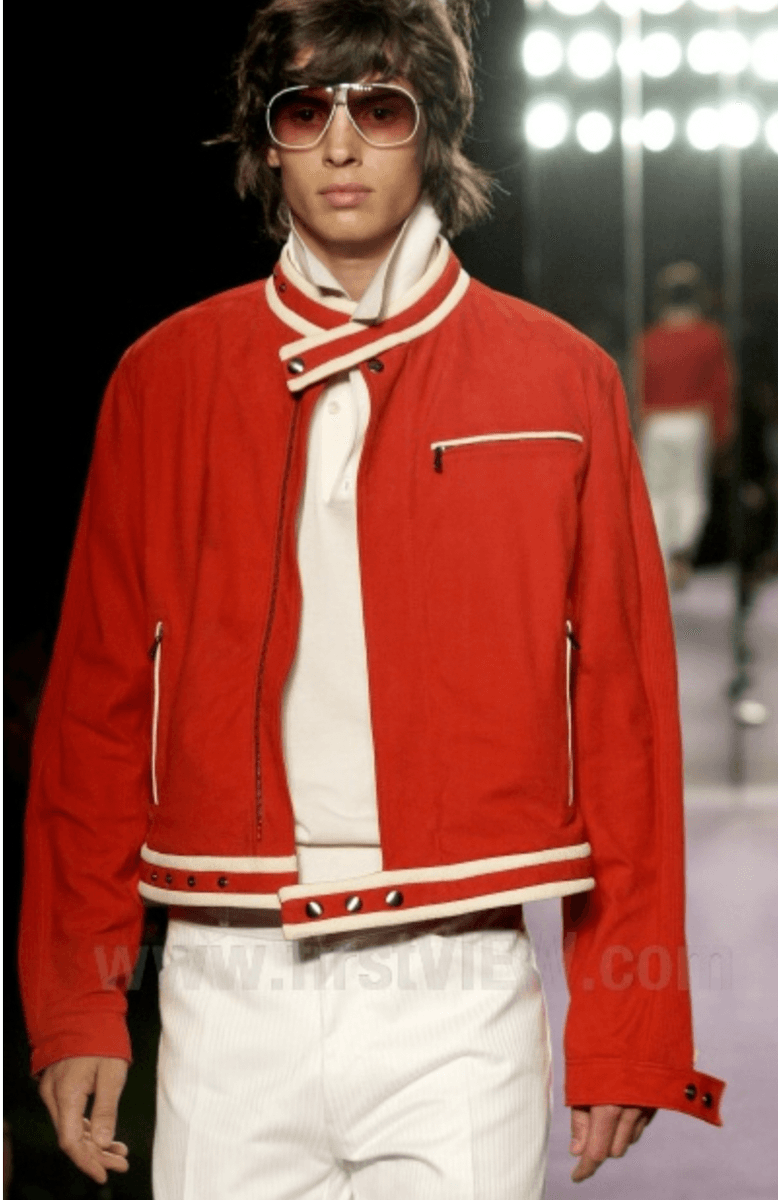 AW2003 Yves Saint Laurent Biker Faded Red Leather Jacket jpsdTIp 1