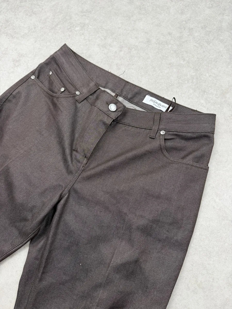 AW2003 Yves Saint Laurent Brown Flared Classy Jeans KuMANqJ 12