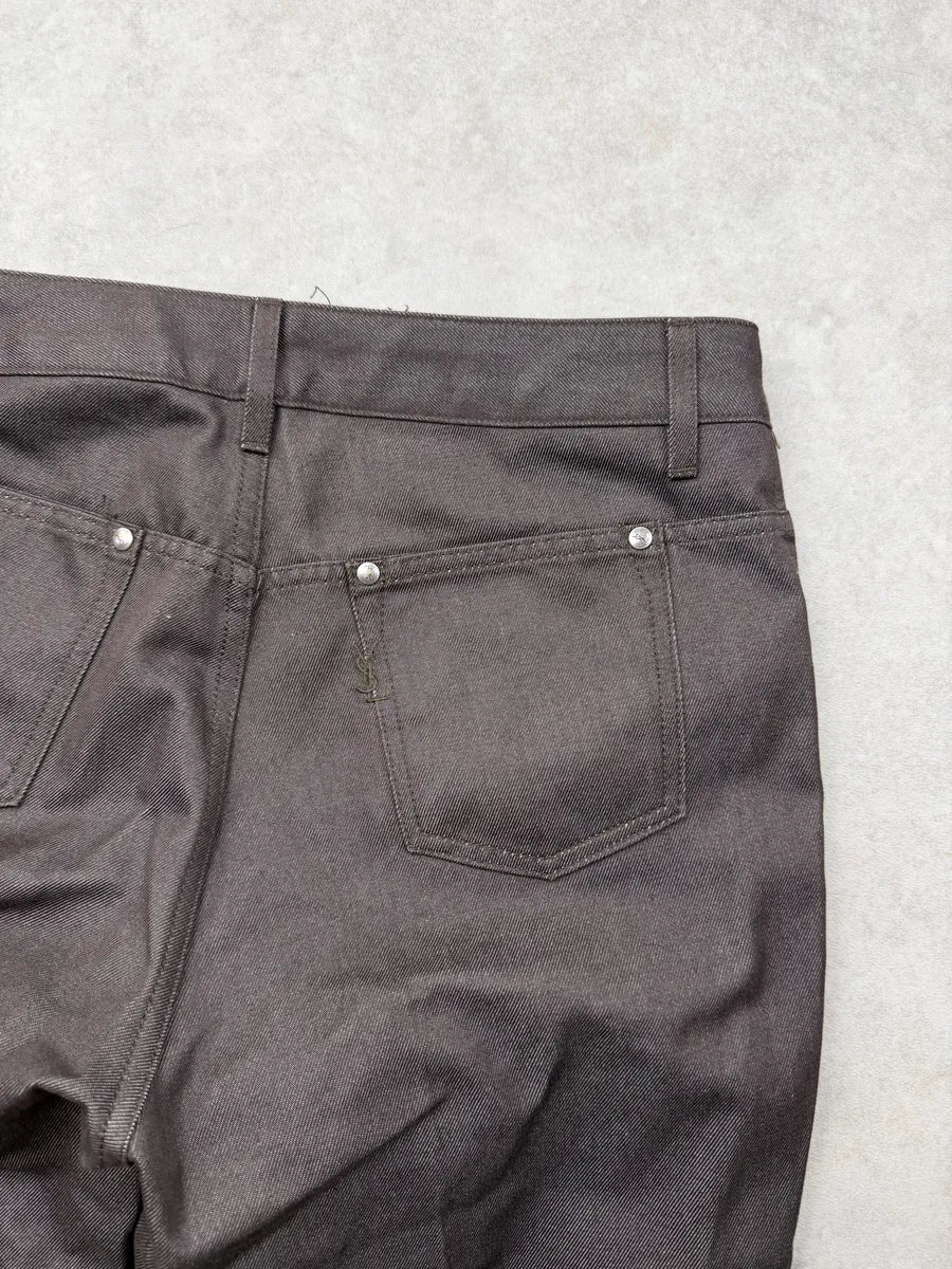 AW2003 Yves Saint Laurent Brown Flared Classy Jeans KuMANqJ 13