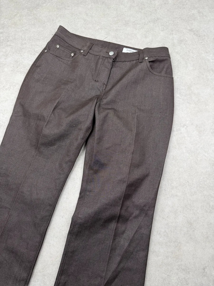 AW2003 Yves Saint Laurent Brown Flared Classy Jeans KuMANqJ 6