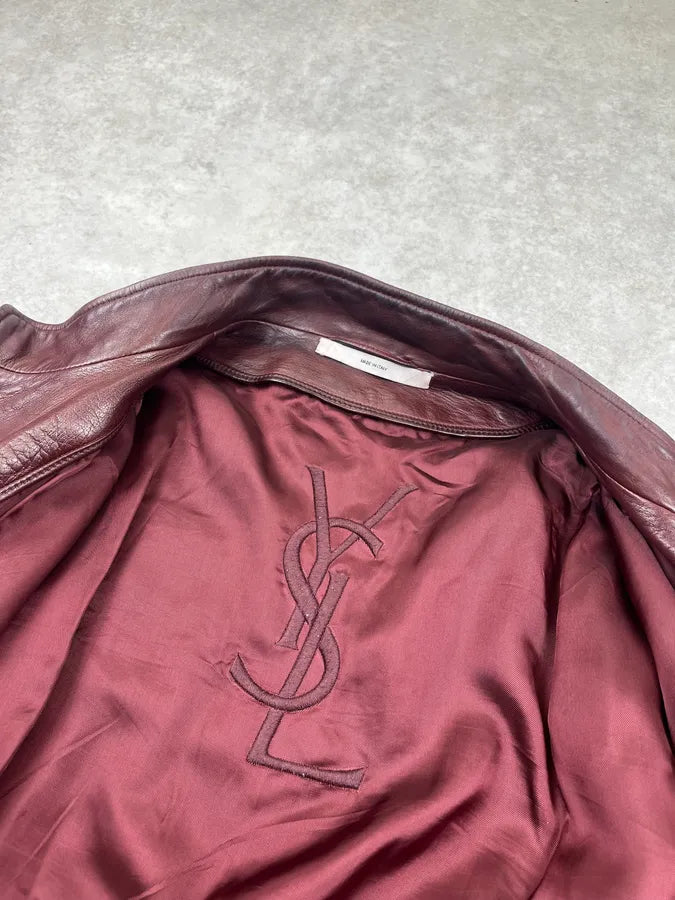 AW2003 Yves Saint Laurent Moto Brown Leather Jacket ONdUNZc 13
