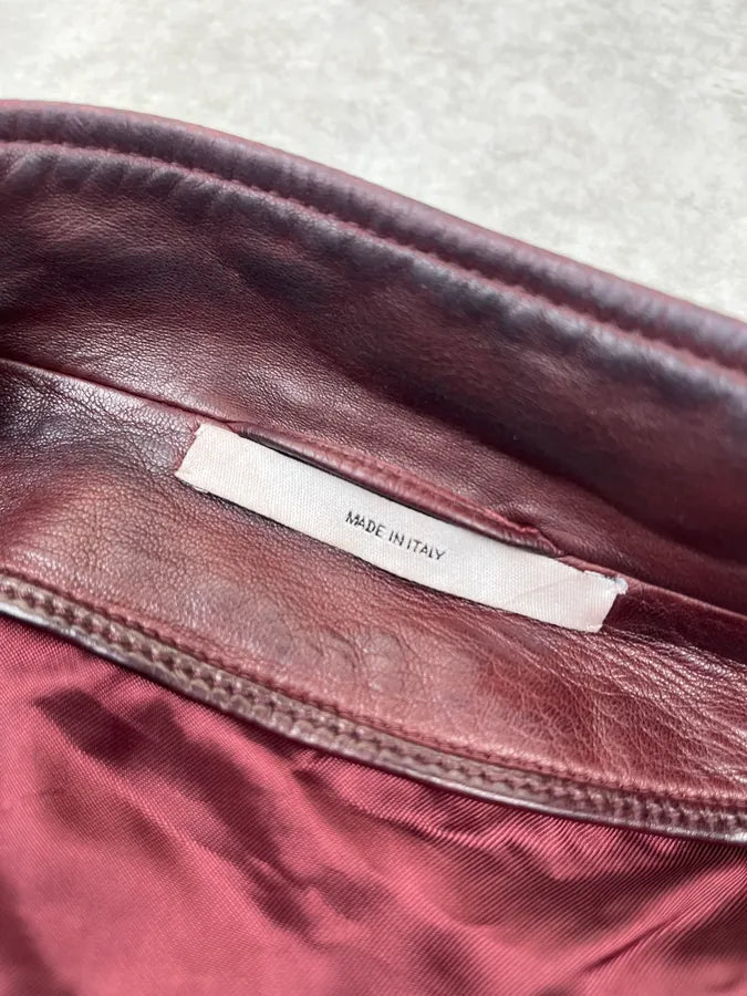 AW2003 Yves Saint Laurent Moto Brown Leather Jacket ONdUNZc 14