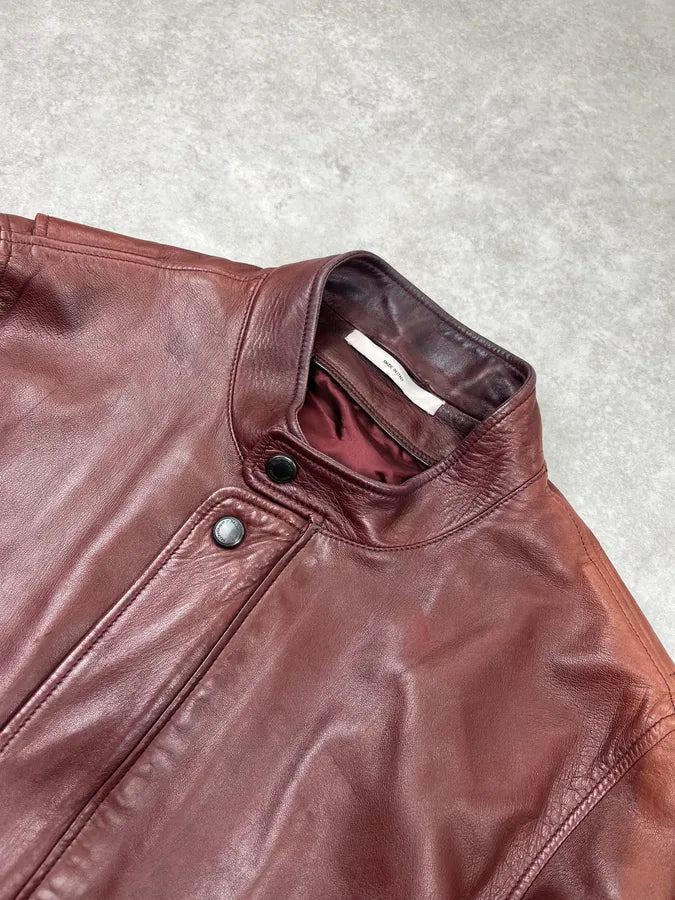 AW2003 Yves Saint Laurent Moto Brown Leather Jacket ONdUNZc 4
