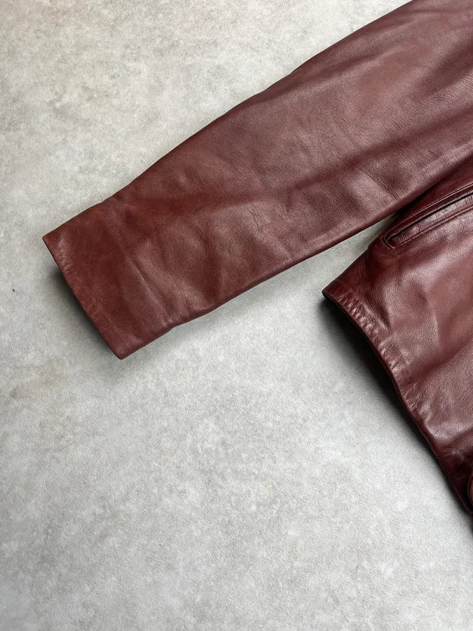 AW2003 Yves Saint Laurent Moto Brown Leather Jacket ONdUNZc 5