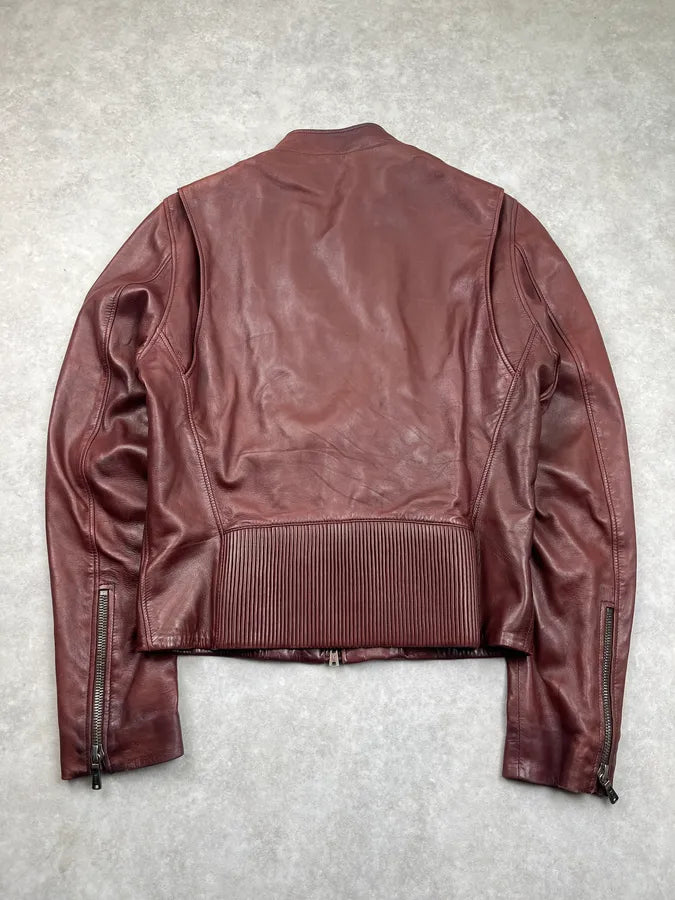AW2003 Yves Saint Laurent Moto Brown Leather Jacket ONdUNZc 6