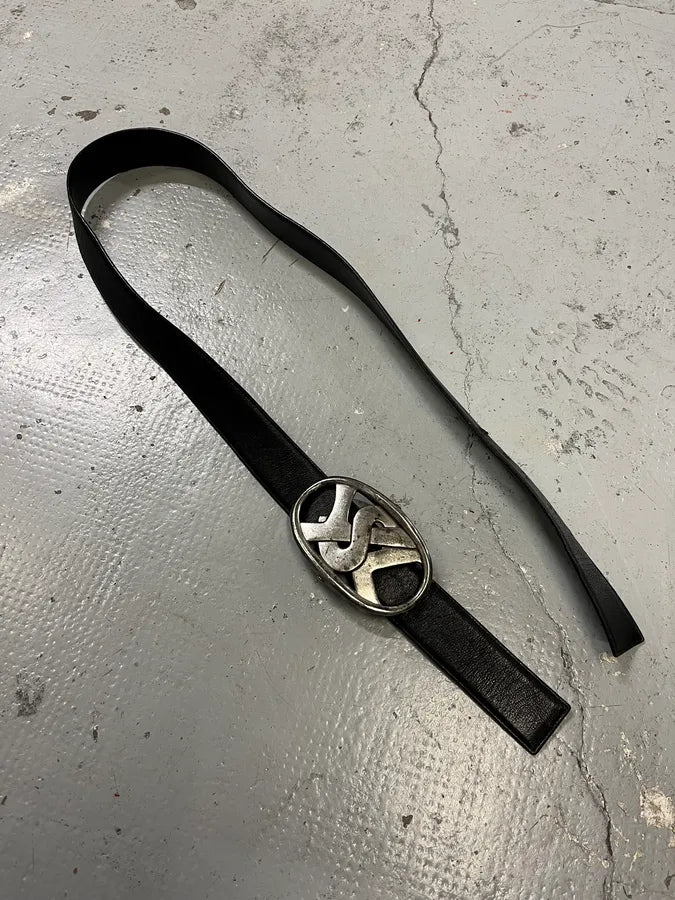 AW2003 Yves Saint Laurent Propaganda Black Leather Belt wrlFghq 3