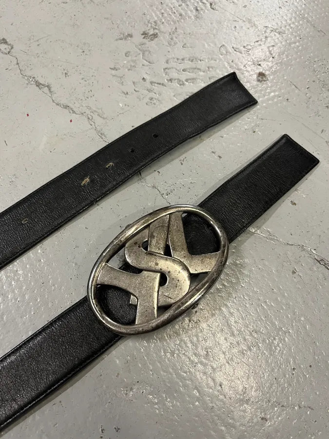 AW2003 Yves Saint Laurent Propaganda Black Leather Belt wrlFghq 4