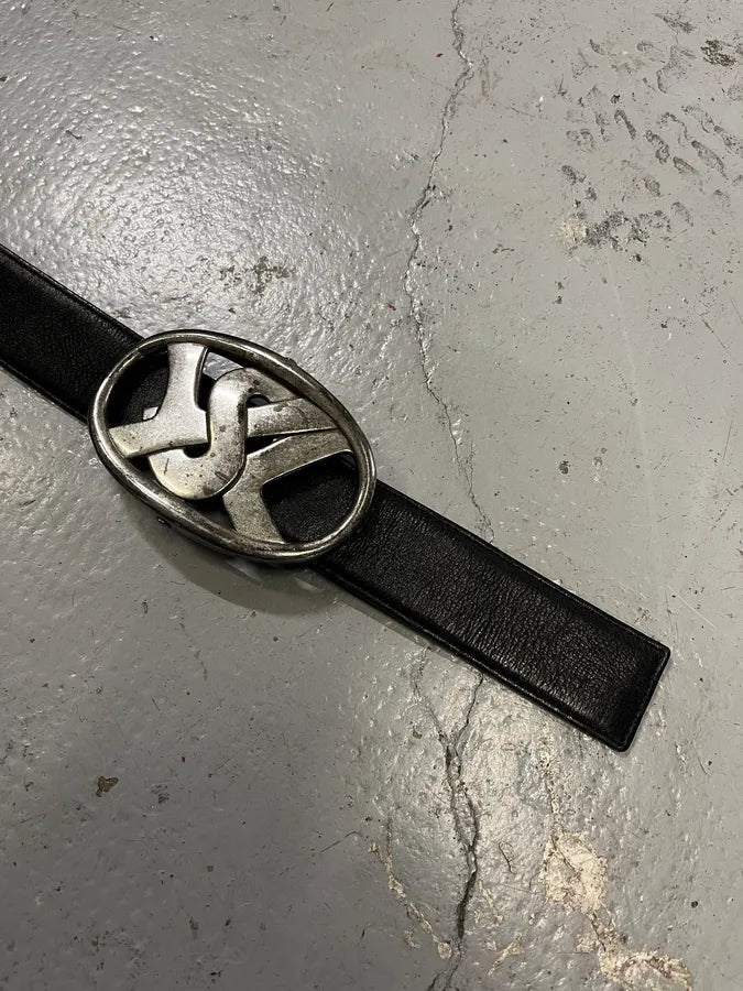 AW2003 Yves Saint Laurent Propaganda Black Leather Belt wrlFghq 5