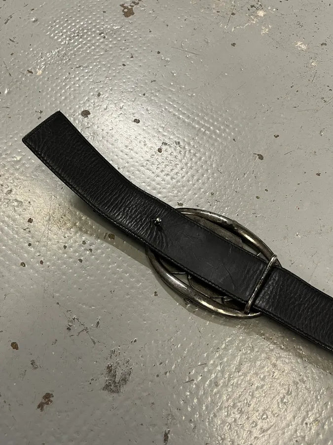 AW2003 Yves Saint Laurent Propaganda Black Leather Belt wrlFghq 7