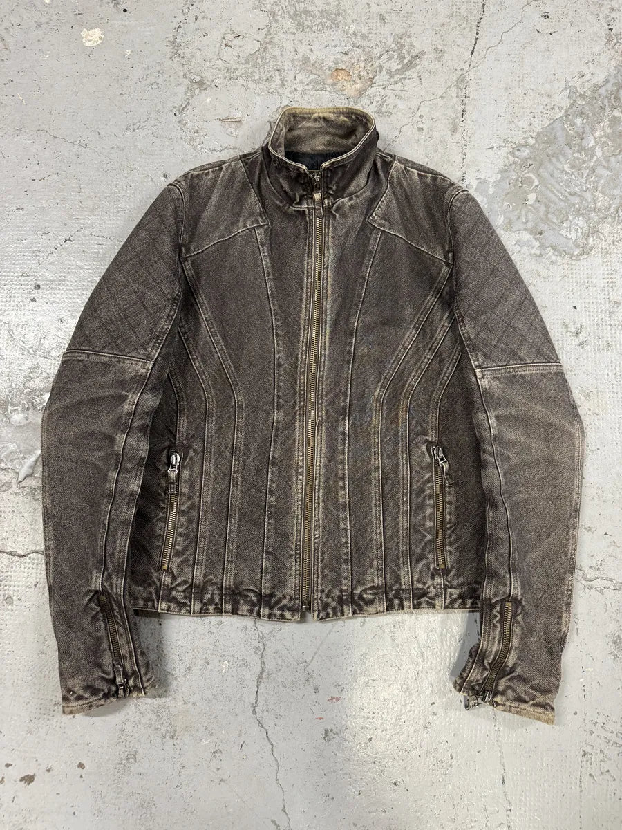 AW2004 Cavalli Astro Biker Faded Grey Denim Jacket nGpKKWa 0