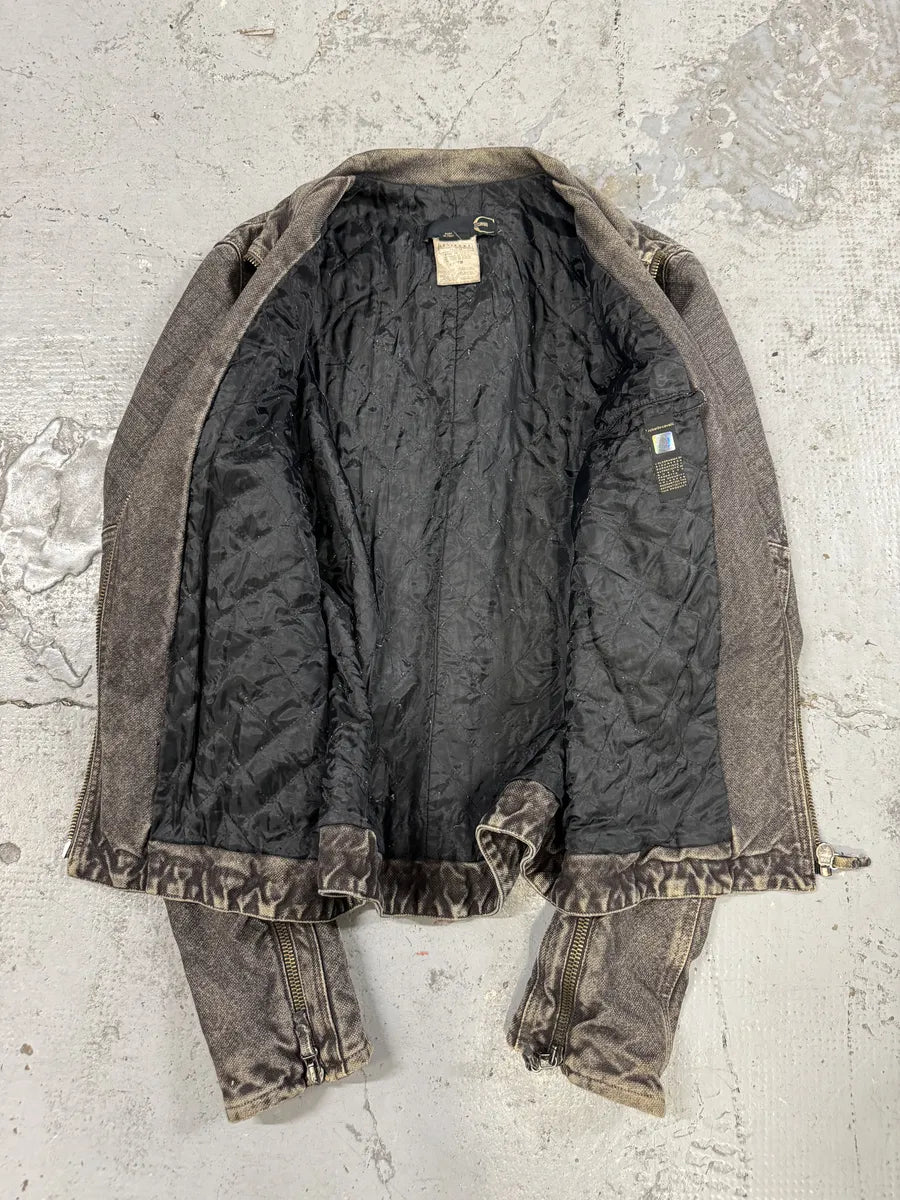 AW2004 Cavalli Astro Biker Faded Grey Denim Jacket nGpKKWa 6