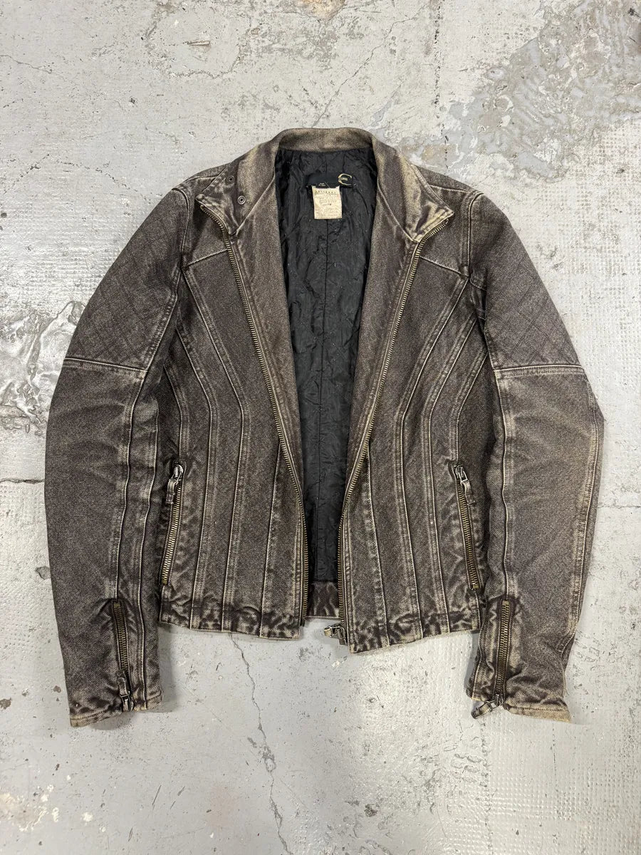 AW2004 Cavalli Astro Biker Faded Grey Denim Jacket nGpKKWa 7