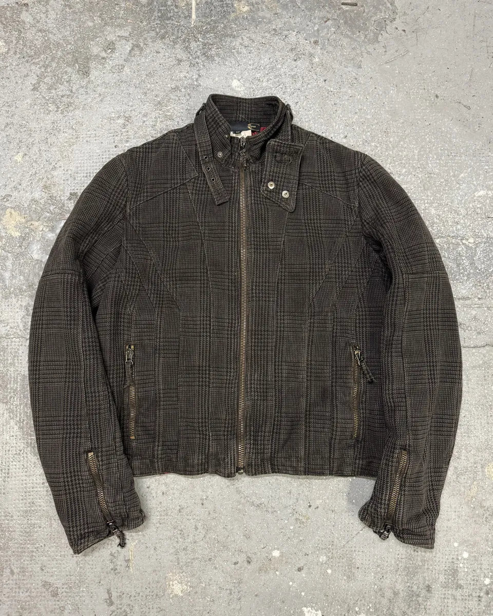 AW2004 Cavalli Astro Brown Tartan Bomber Jacket (M) 3