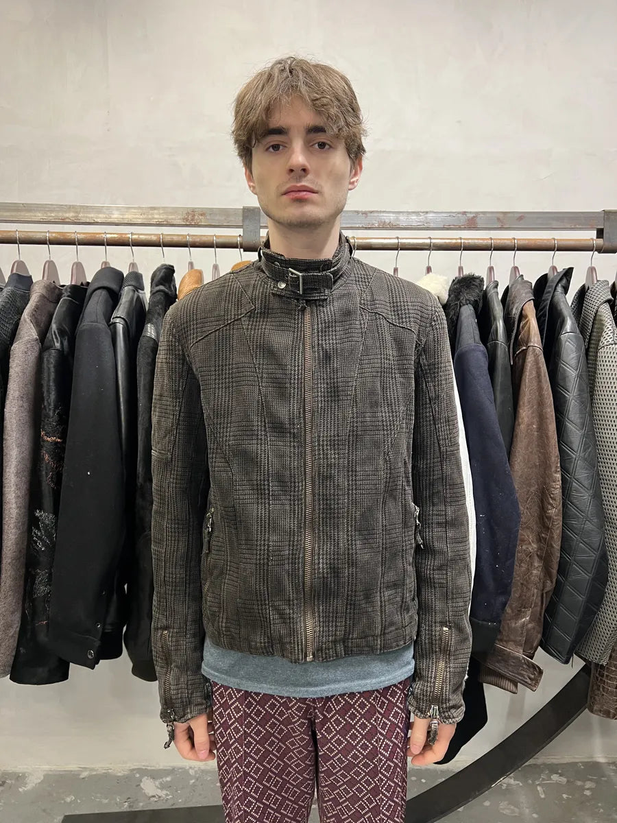 AW2004 Cavalli Astro Brown Tartan Bomber Jacket (M) 1