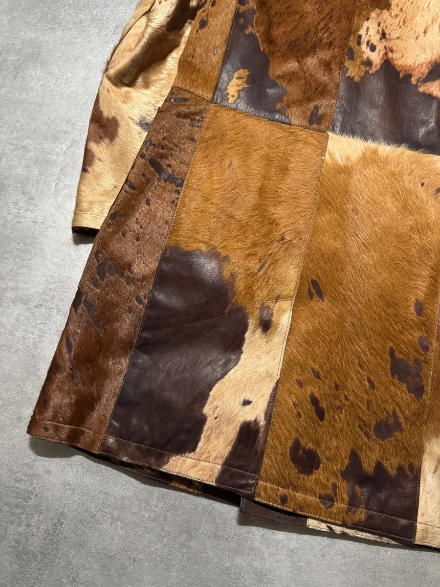 AW2004 Cavalli Beige Pony Hair Long Fur Leather Trench Jacket (M) 5