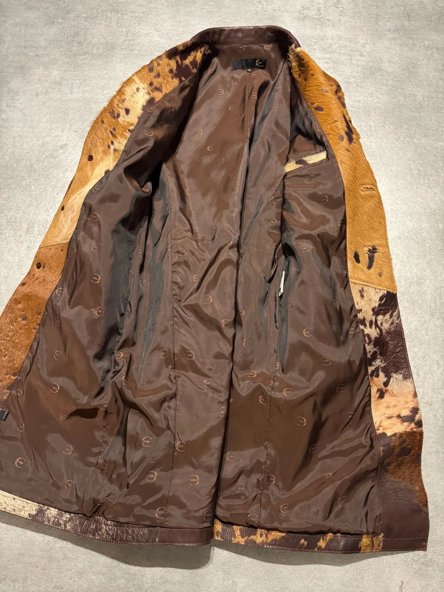 AW2004 Cavalli Beige Pony Hair Long Fur Leather Trench Jacket (M) 7