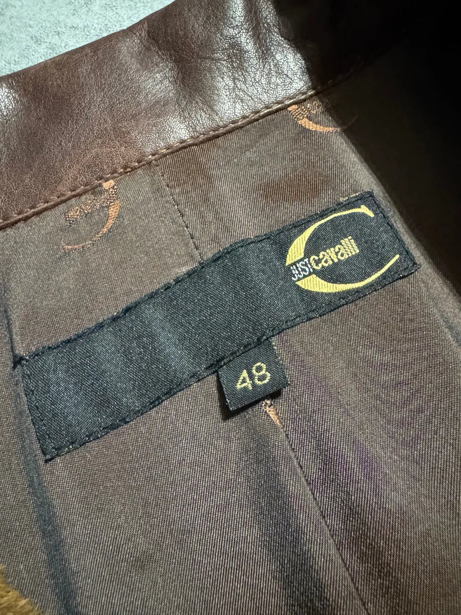 AW2004 Cavalli Beige Pony Hair Long Fur Leather Trench Jacket (M) 9