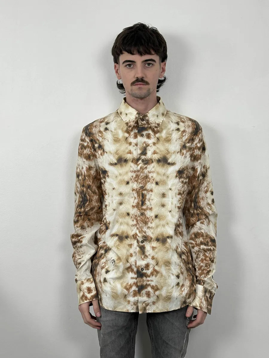 AW2004 Cavalli Brown & Beige Animal Print Fur Effect Shirt JsEEJDy 3