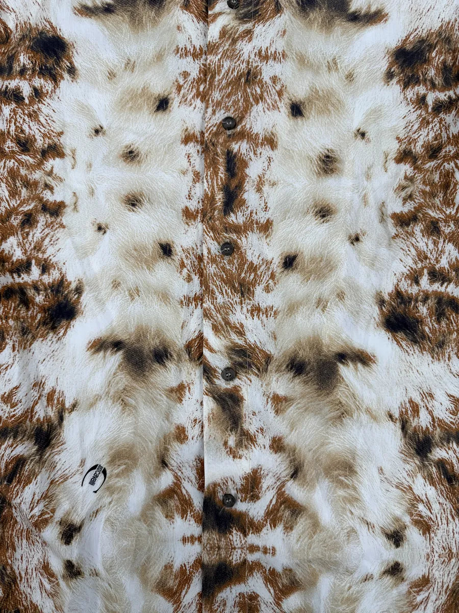 AW2004 Cavalli Brown & Beige Animal Print Fur Effect Shirt JsEEJDy 8
