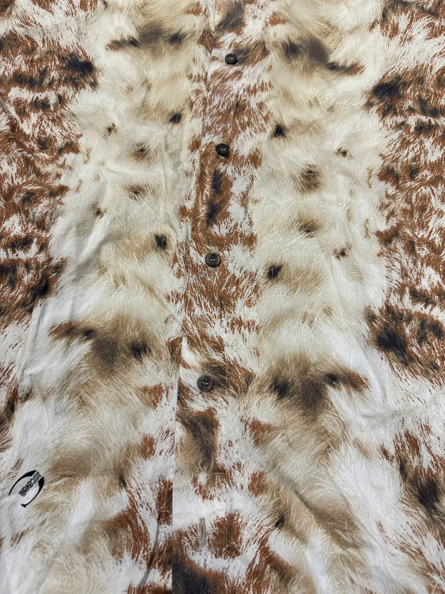 AW2004 Cavalli Brown & Beige Animal Print Fur Effect Shirt ZQtkyUs 10
