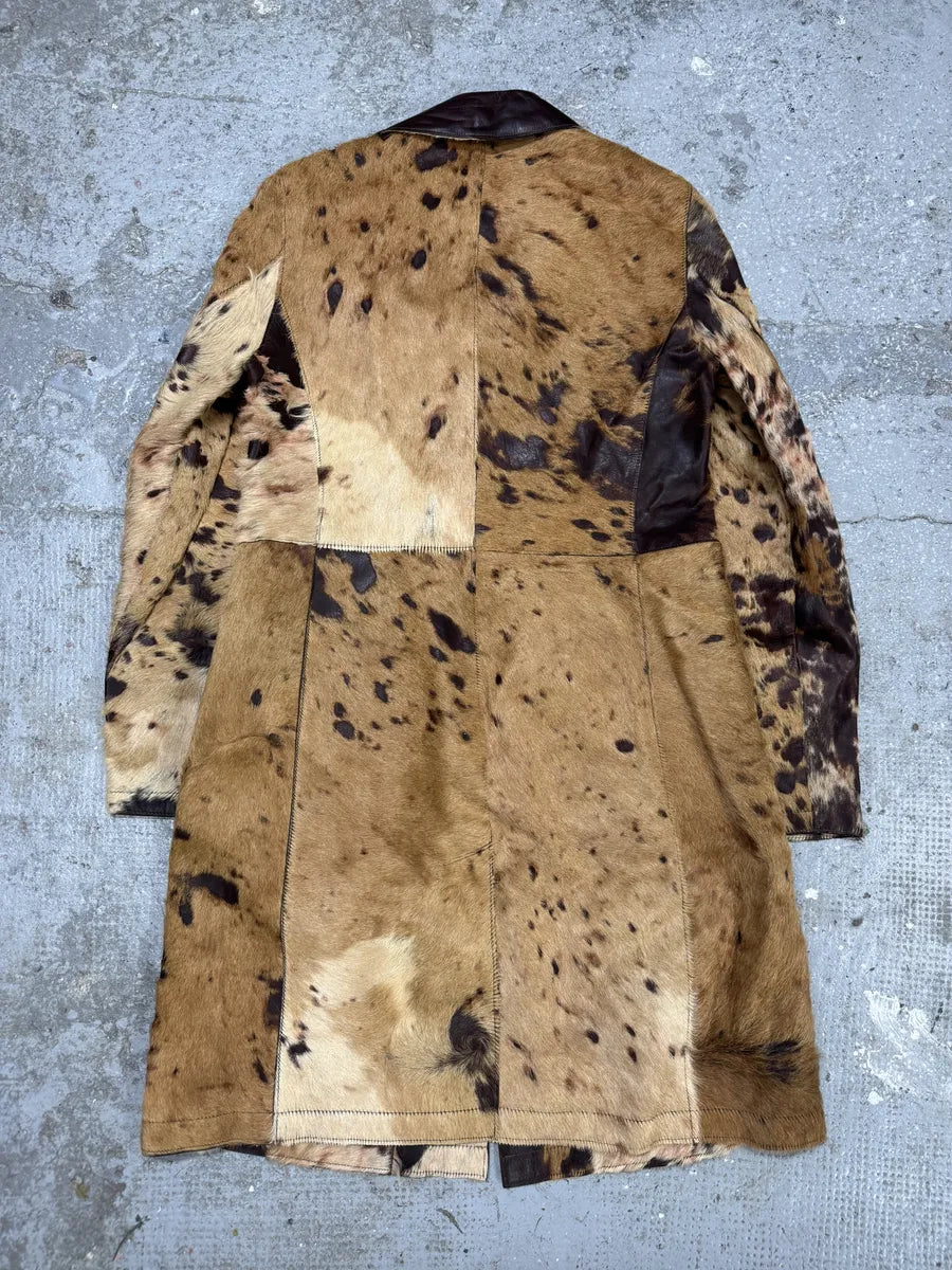 AW2004 Cavalli Brown & Beige Pony Hair Caw Effect Trench Coat CtJmMKf 1