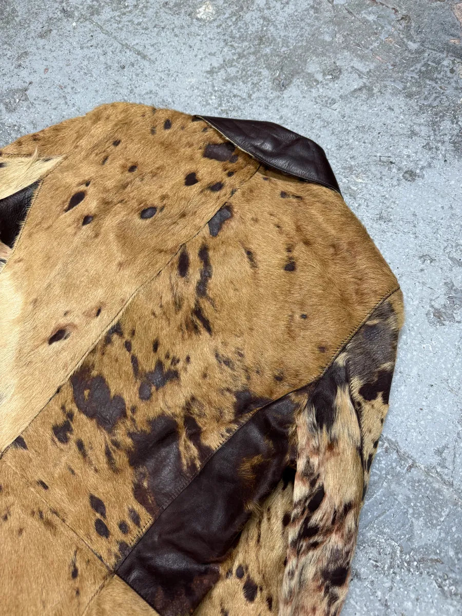 AW2004 Cavalli Brown & Beige Pony Hair Caw Effect Trench Coat CtJmMKf 7