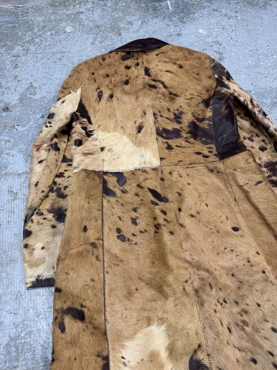 AW2004 Cavalli Brown & Beige Pony Hair Caw Effect Trench Coat CtJmMKf 8