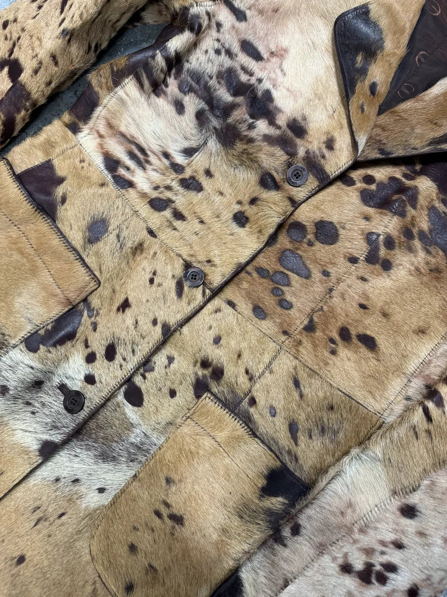 AW2004 Cavalli Brown & Beige Pony Hair Caw Effect Trench Coat CtJmMKf 9