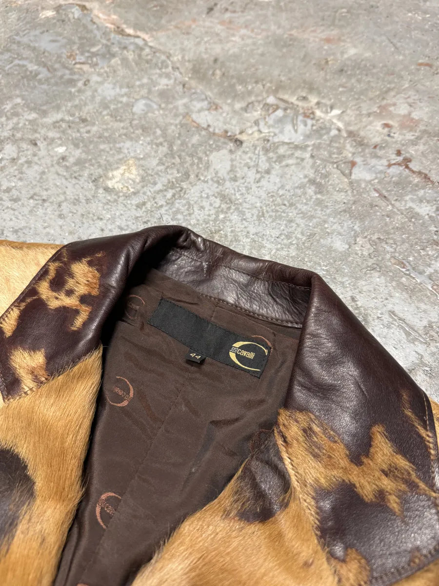 AW2004 Cavalli Brown & Beige Pony Hair Caw Effect Trench Coat CtJmMKf 11