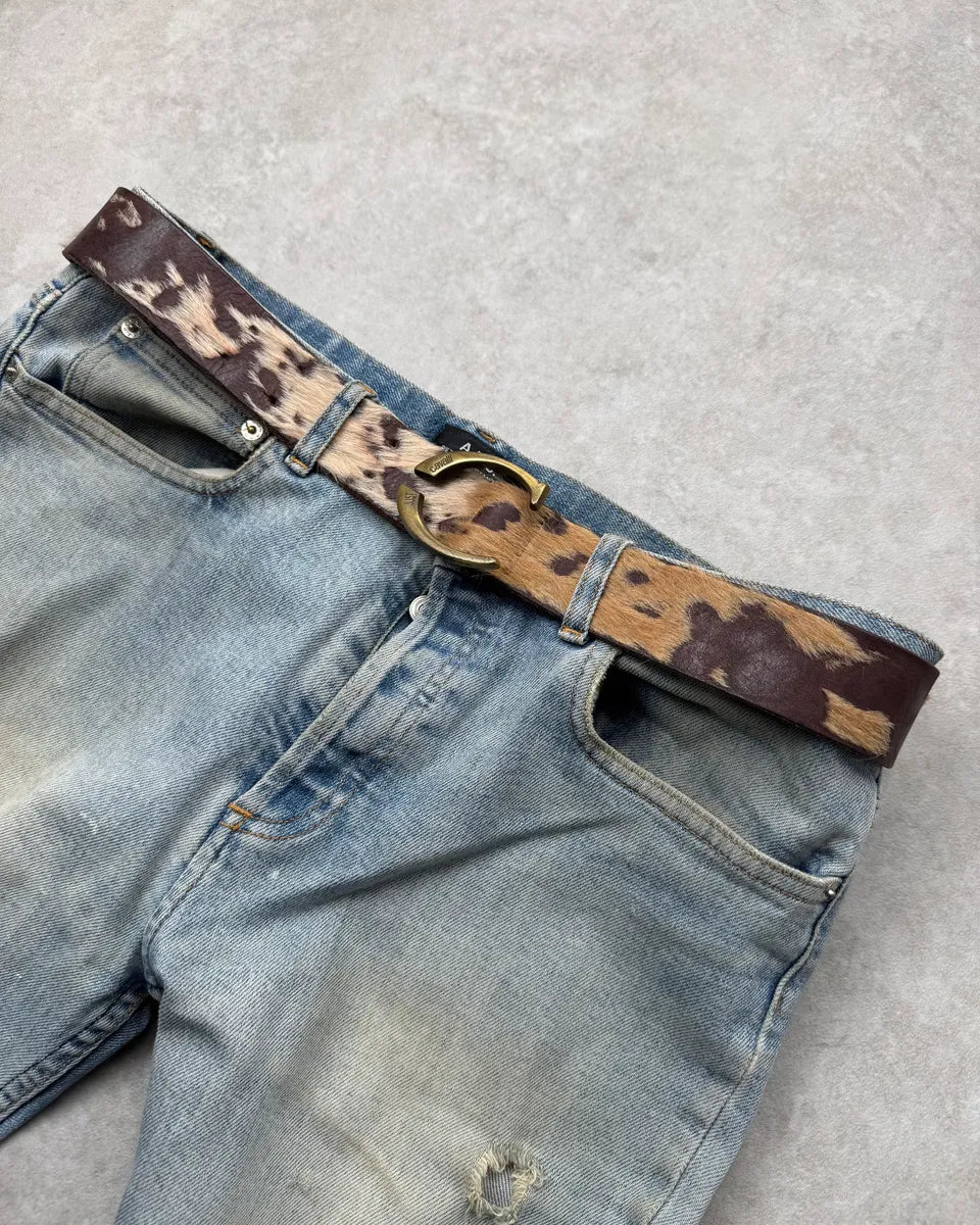 AW2004 Cavalli Brown Pony Hair Cowhide Leather Belt NsyjXSM 0