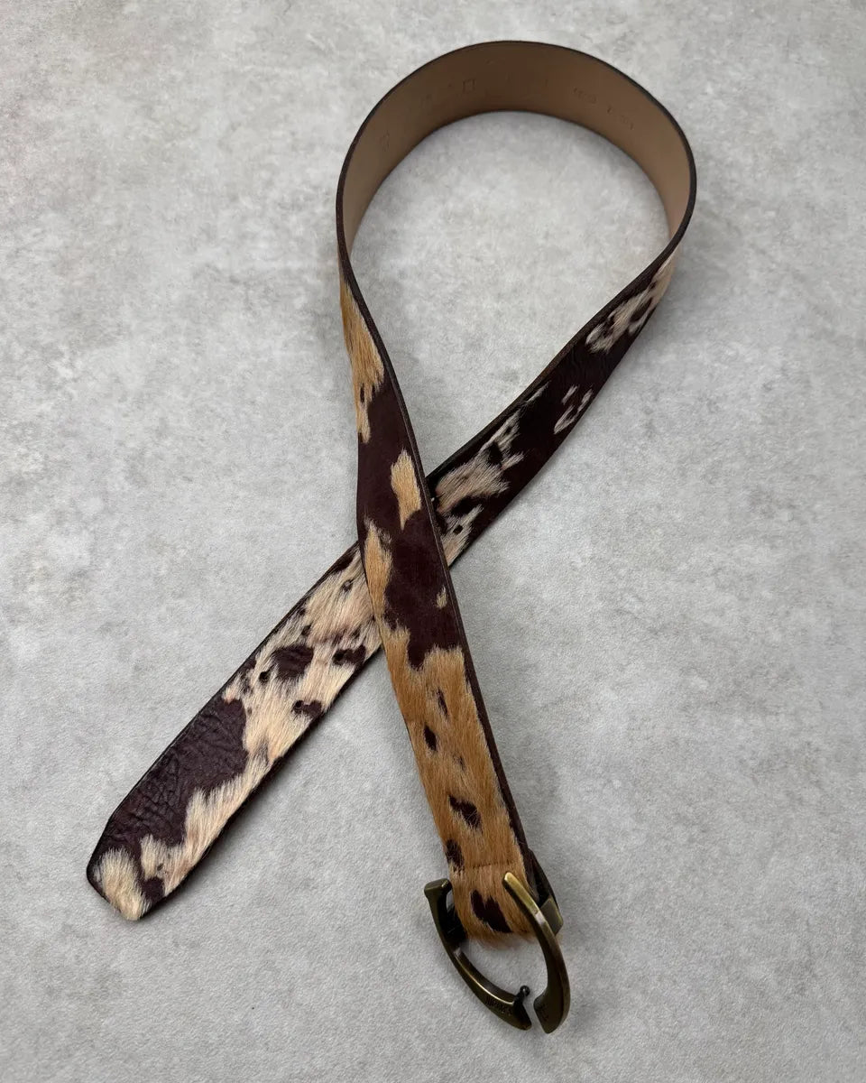 AW2004 Cavalli Brown Pony Hair Cowhide Leather Belt NsyjXSM 1