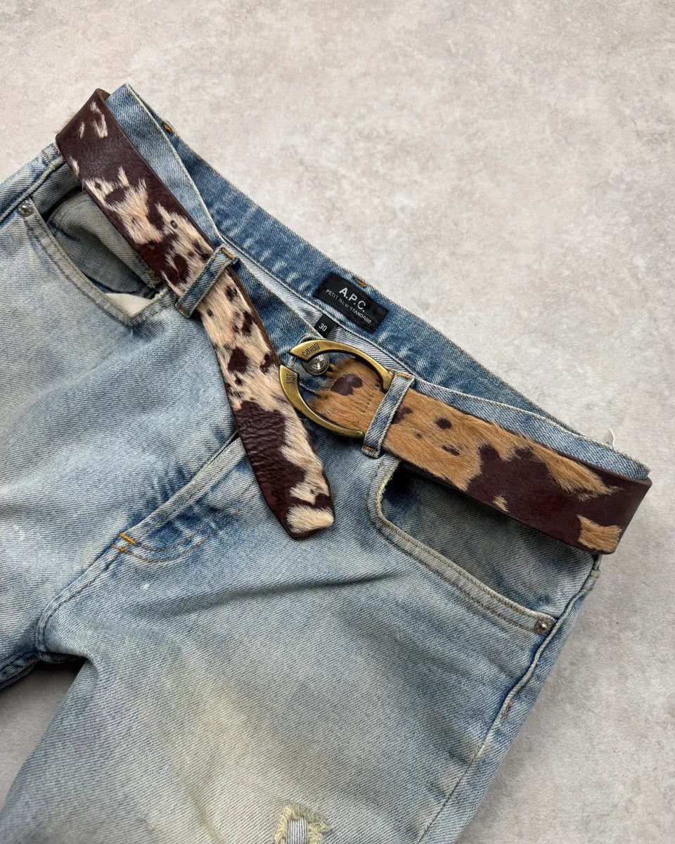 AW2004 Cavalli Brown Pony Hair Cowhide Leather Belt NsyjXSM 2