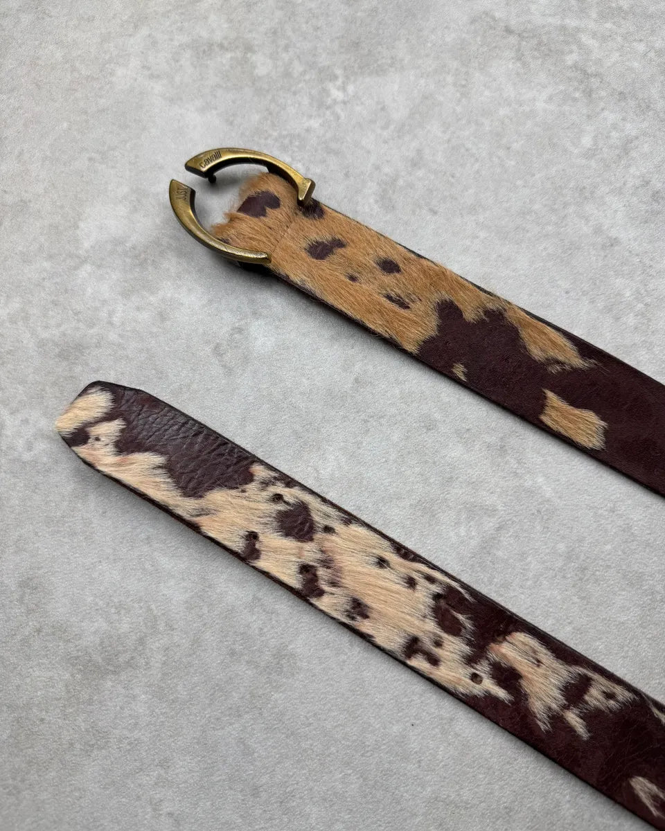 AW2004 Cavalli Brown Pony Hair Cowhide Leather Belt NsyjXSM 3