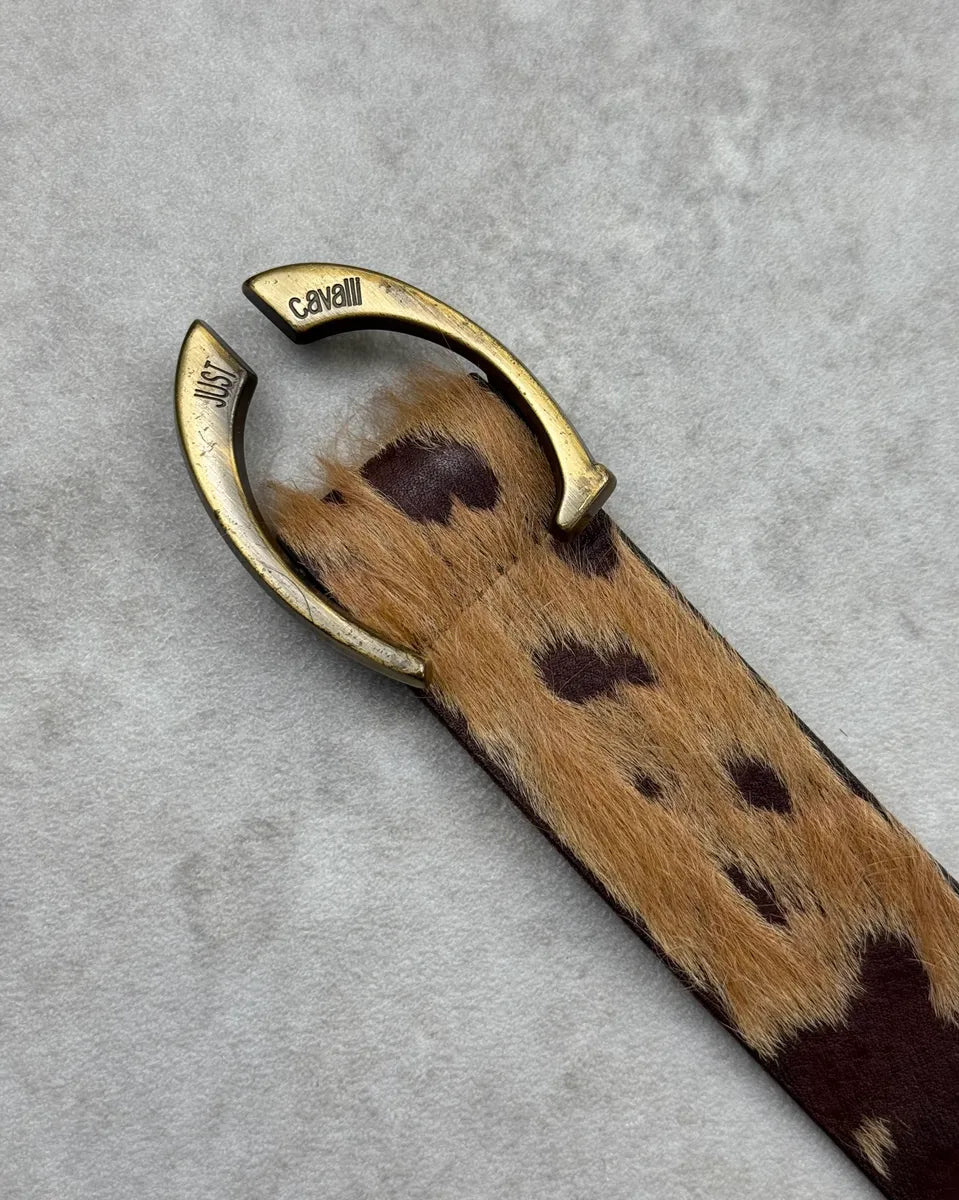 AW2004 Cavalli Brown Pony Hair Cowhide Leather Belt NsyjXSM 4