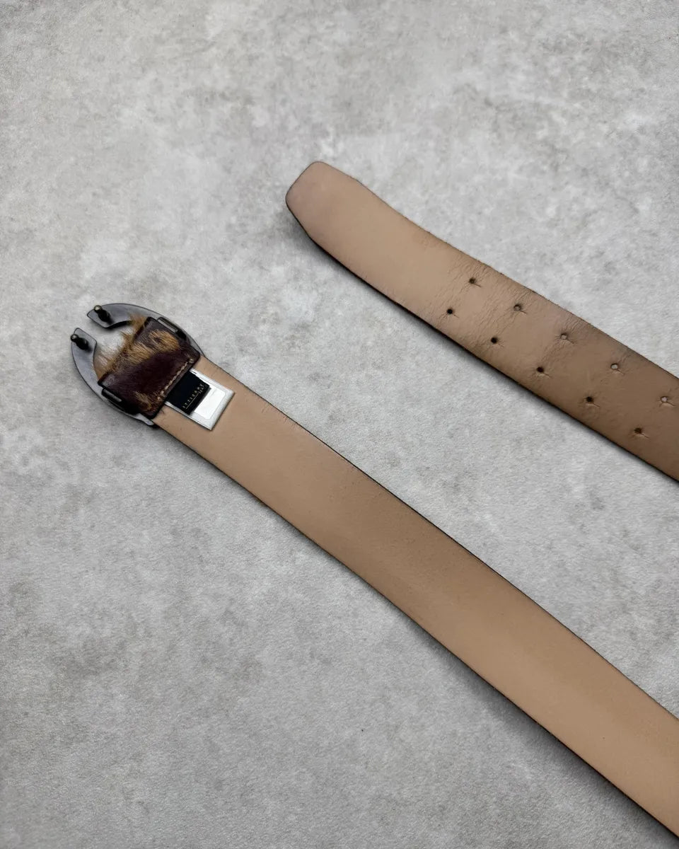 AW2004 Cavalli Brown Pony Hair Cowhide Leather Belt NsyjXSM 5