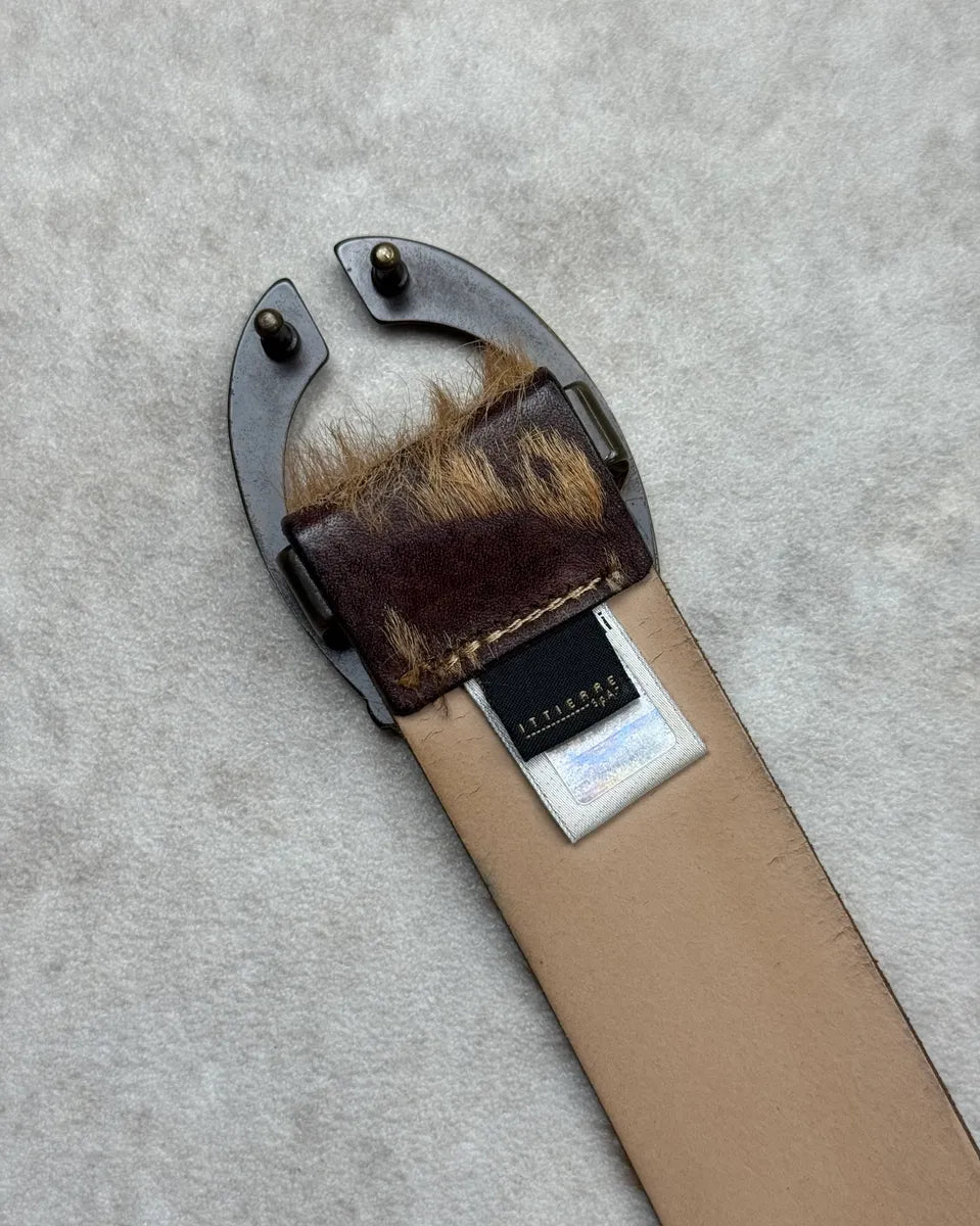 AW2004 Cavalli Brown Pony Hair Cowhide Leather Belt NsyjXSM 6