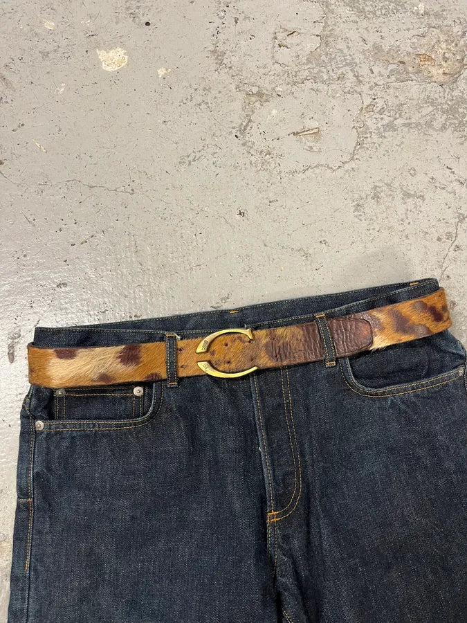 AW2004 Cavalli Brown Pony Hair Leather Belt (OS) FbVSxah 2