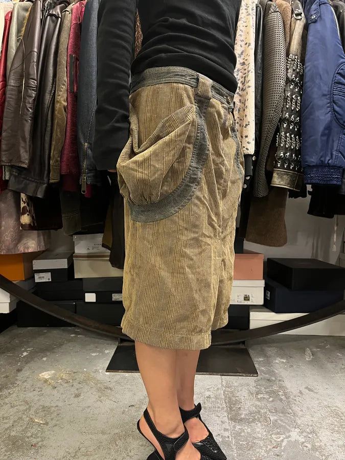 AW2004 Cavalli Brown Velvet Cargo Skirt ArKBnco 2