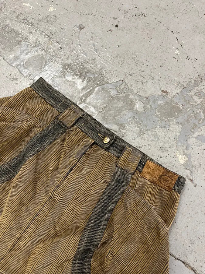 AW2004 Cavalli Brown Velvet Cargo Skirt ArKBnco 4