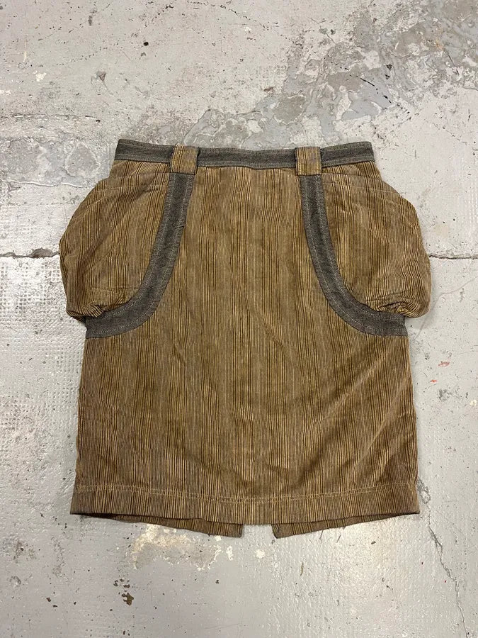 AW2004 Cavalli Brown Velvet Cargo Skirt ArKBnco 7