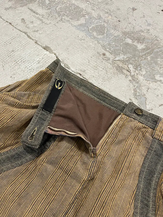 AW2004 Cavalli Brown Velvet Cargo Skirt ArKBnco 9