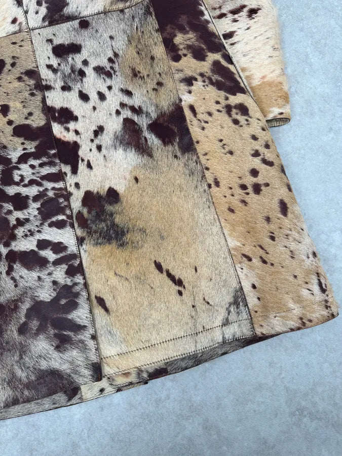 AW2004 Cavalli Cowhide Pony Hair Trench Brown Leather Jacket JCLvfmf 4