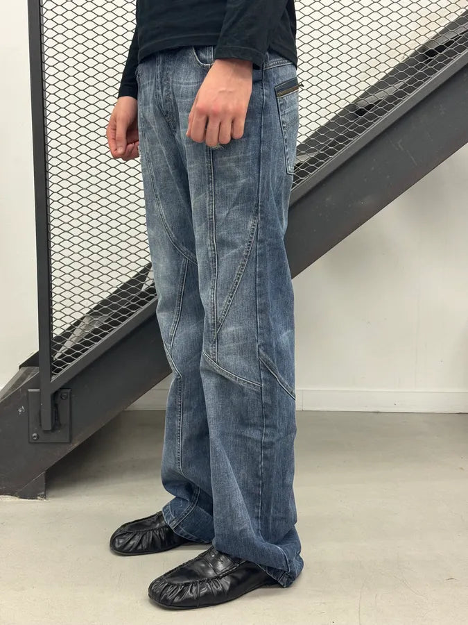 AW2004 Cavalli Futuristic Workwear Blue Denim Jeans glwrfFD 1