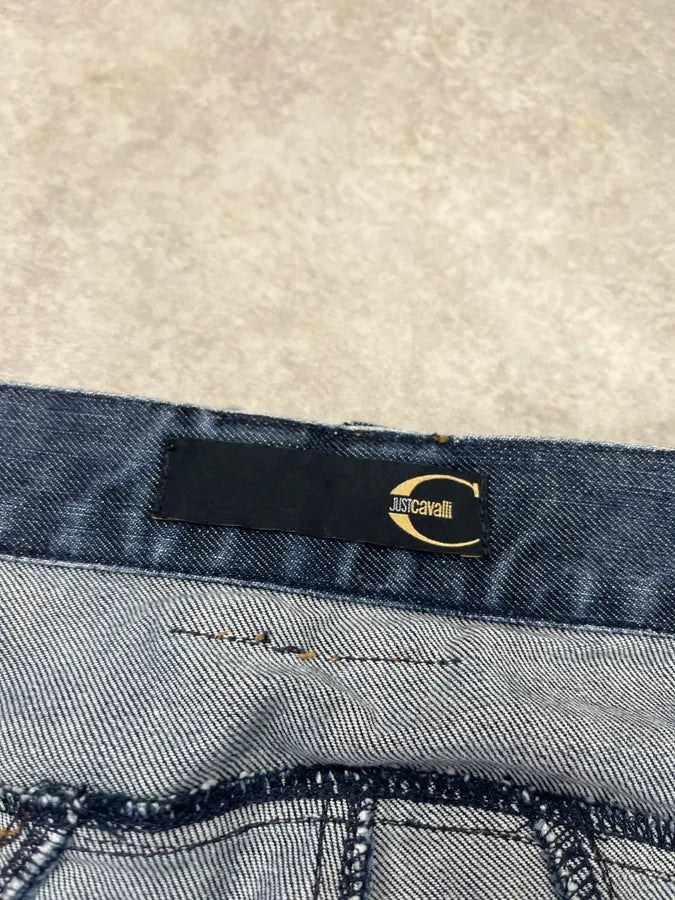AW2004 Cavalli Futuristic Workwear Blue Denim Jeans glwrfFD 11