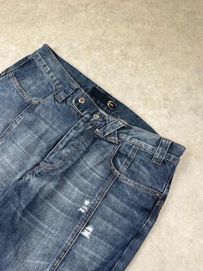 AW2004 Cavalli Futuristic Workwear Blue Denim Jeans glwrfFD 5